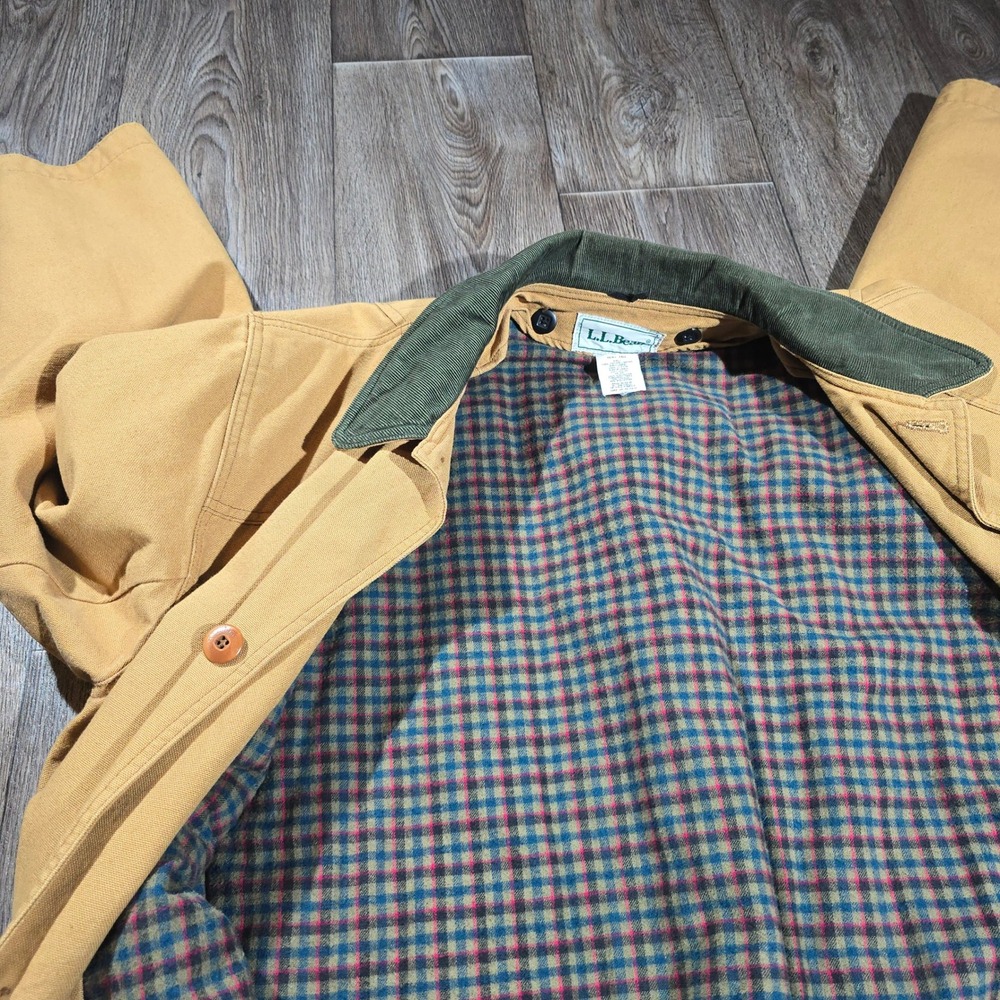 L.L. Bean Field Coat Canvas Hunting Jacket Tall Large Tall Tan Primaloft Flannel - Picture 13 of 16